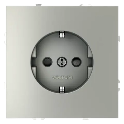 Розетка встраиваемая VOLTUM S70 с заземлением и защитными шторками, 16А, (сталь)