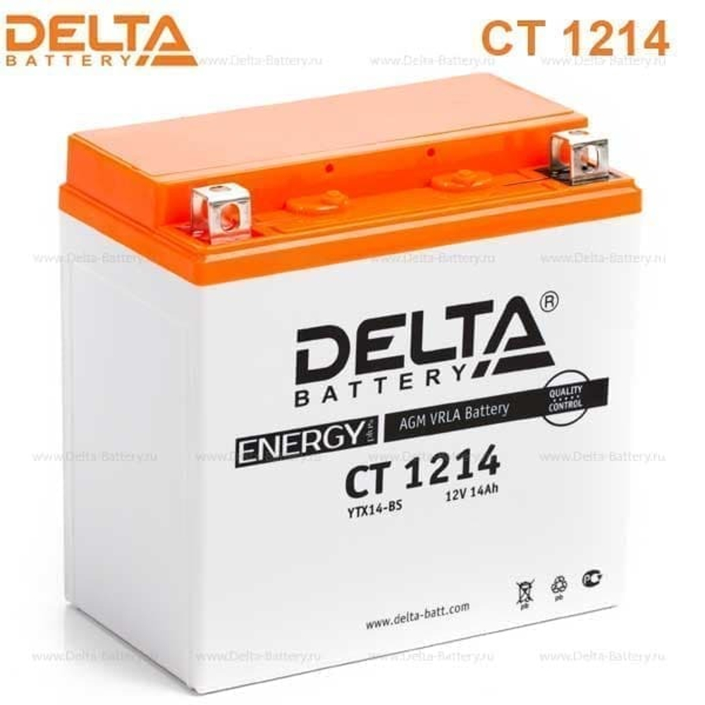 Аккумулятор Delta CT 1214 (12V / 14Ah) [YTX14H-BS, YTX16-BS, YB16B-A,YTX14-BS]