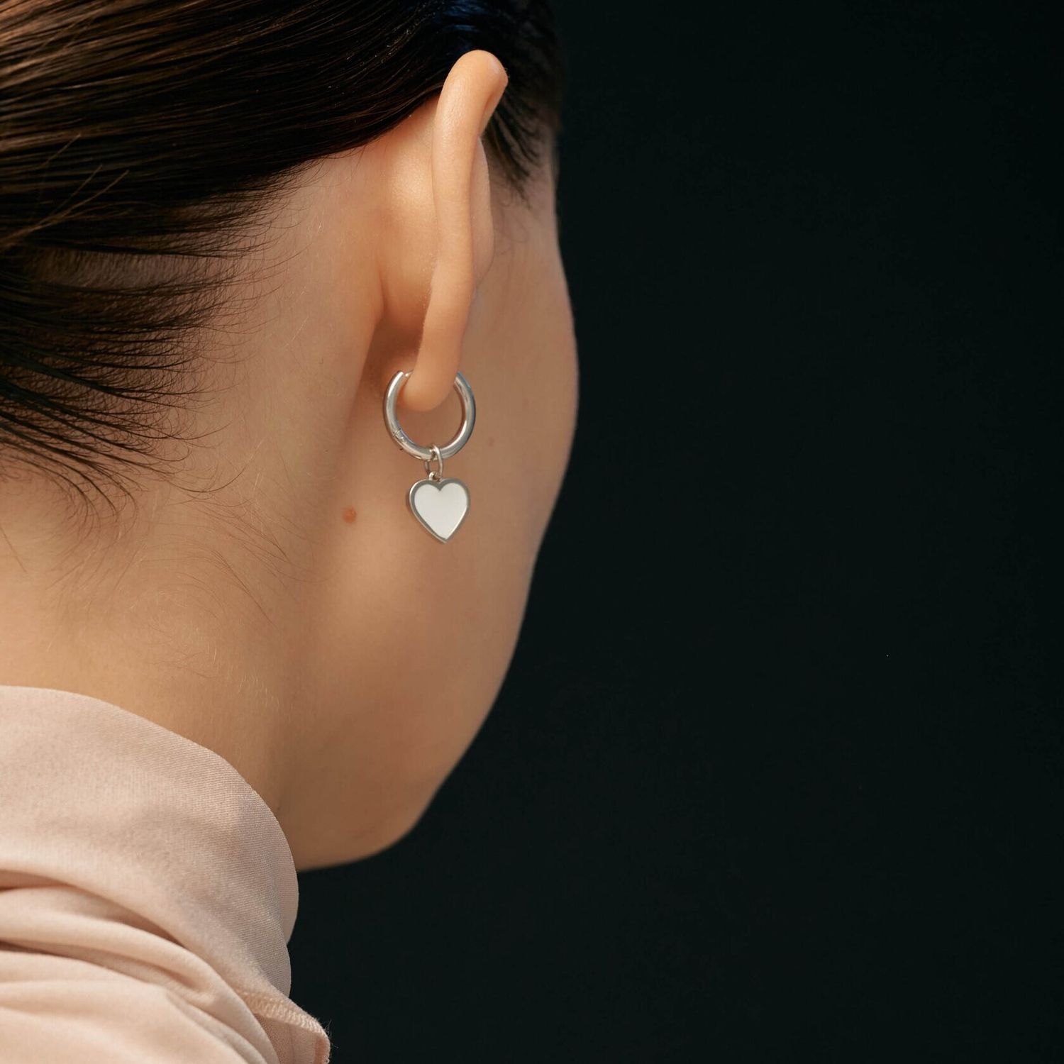 Моносерьга Silver White Heart Earring