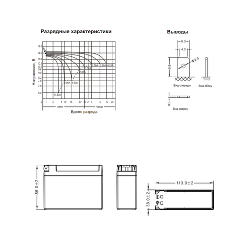 Аккумулятор WBR SMT / WBR MT 12-2.5 (YTX4B-BS, YT4B-BS)