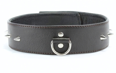 Коричневый кожаный ошейник увеличенного размера (Цвет: коричневый)