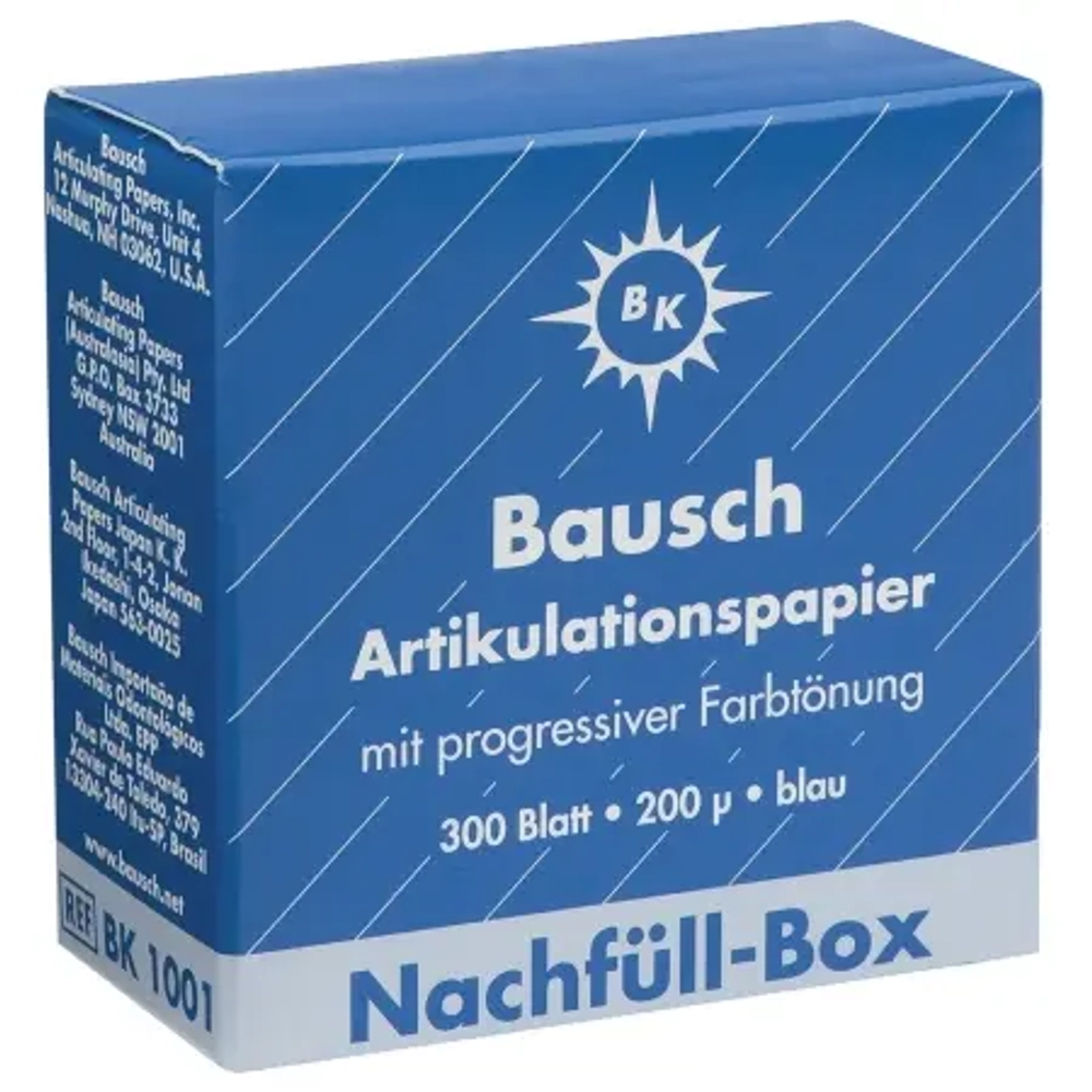 Bauch Артикуляционная бумага 200 микрон картонный бокс (синий) BK 1001