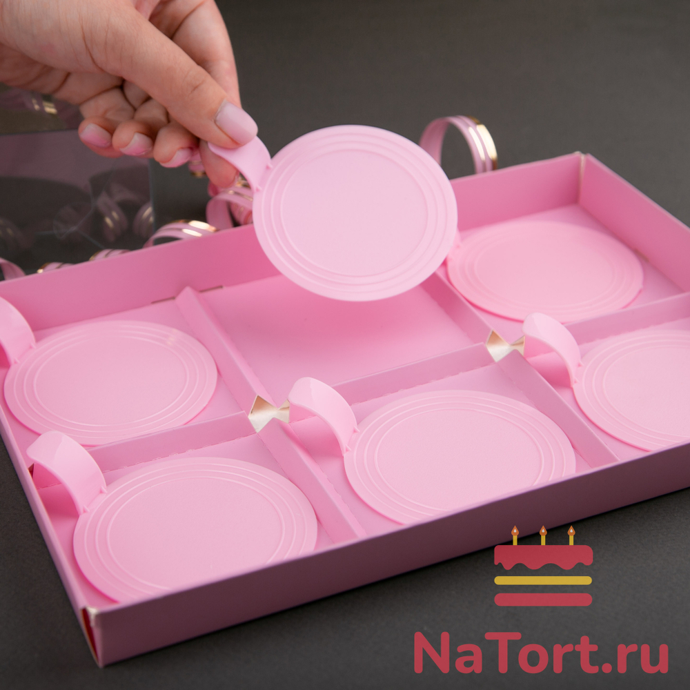 Подложка пластиковая круглая с держателем (цвет Розовый)