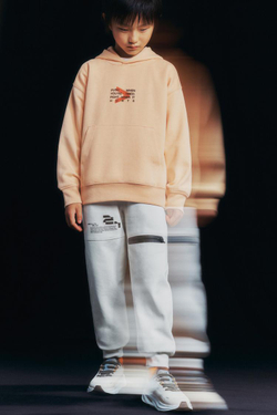 ZARA ХУДИ SPORTY INTERLOCK, СВЕТЛО-ОРАНЖЕВЫЙ