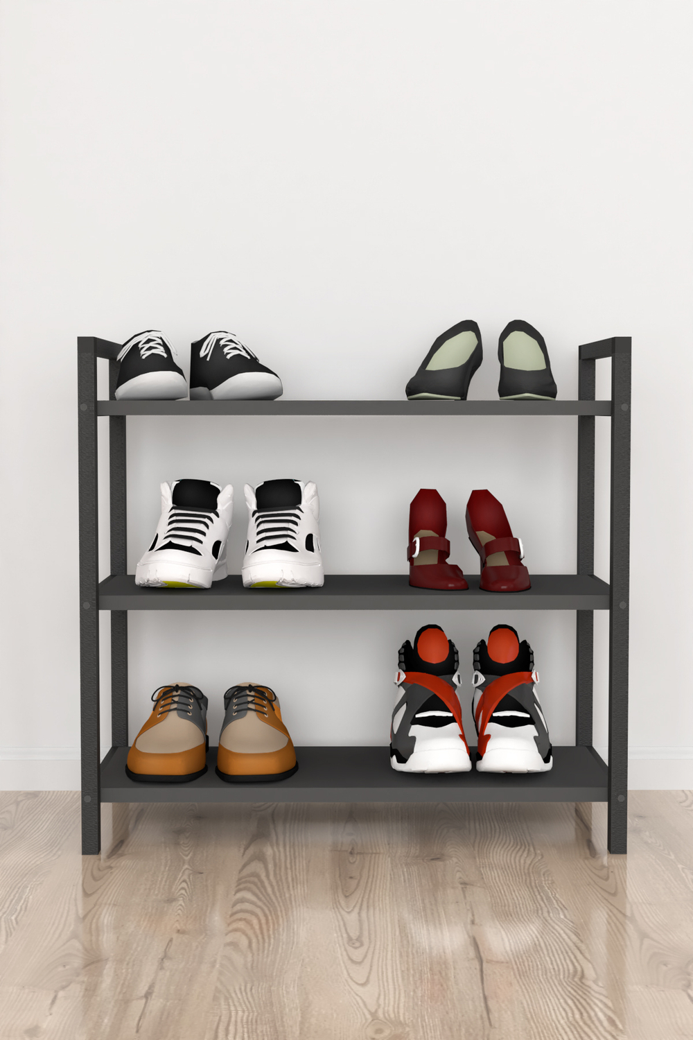 Стеллаж для обуви с 3 полками - антрацит