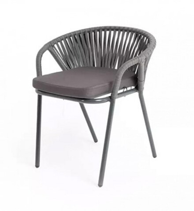 Стул садовый Женева, серый, плоская веревка Артикул: GEN-CH-001 RAL7024 SH grey(gray)