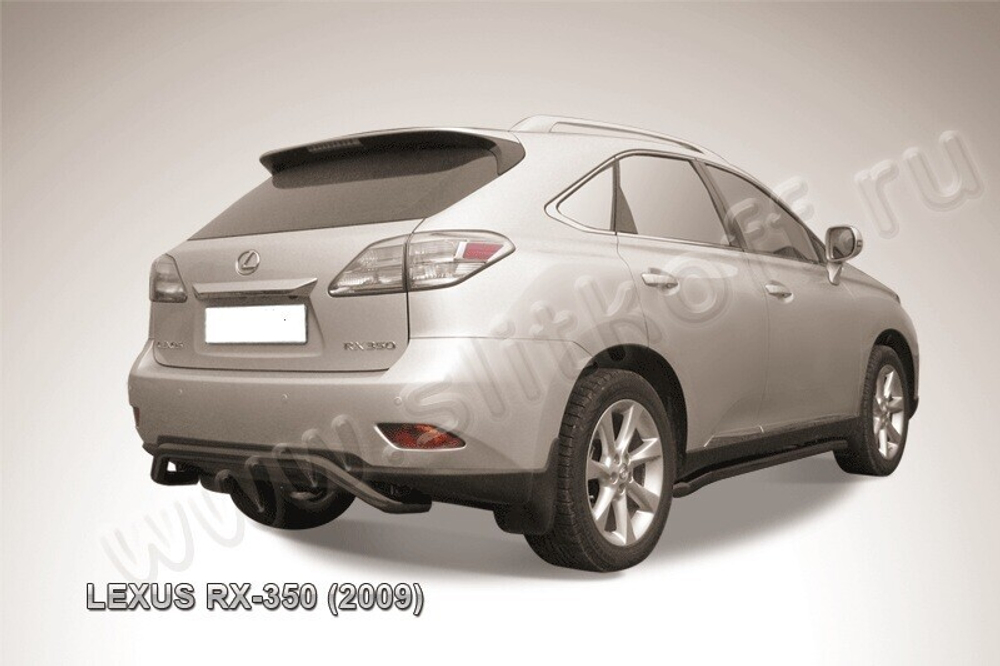 Защита заднего бампера (нержавейка) Lexus RX-350 (2008-2012) d57 скоба (черный)