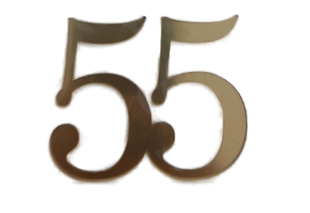 Топпер без шпажки цифра "55" золото 6*7,5 см