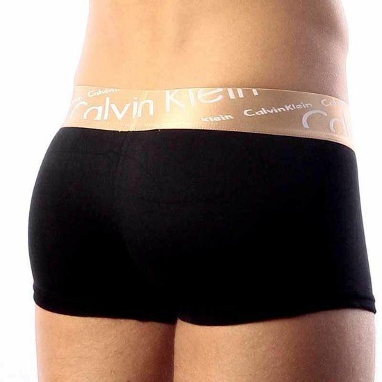 Мужские трусы боксеры черные с косой резинкой Calvin Klein Bronze Italics Boxer Black