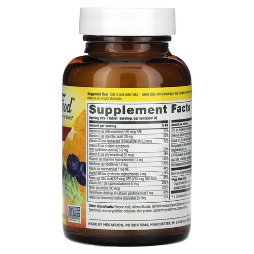 MegaFood, Kids One Daily, мультивитамины для детей, 30 таблеток