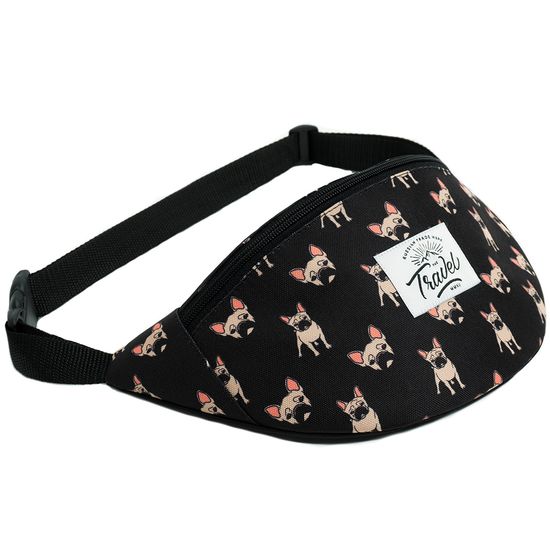 Поясная сумка Travel. Мопсы. Черный