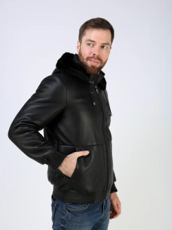 Дубленка зимняя натуральная с капюшоном