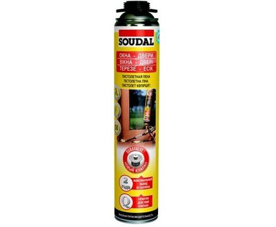 Пена монтажная для пистолета, желтая, летняя, 750мл, SOUDAL Yellow 50 113986