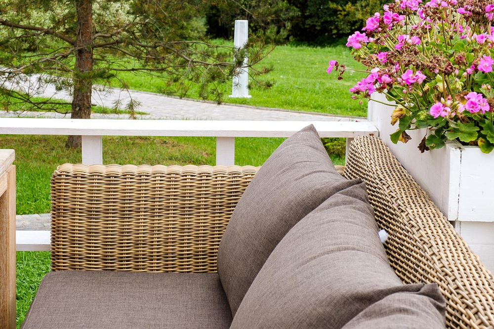 "Капучино" диван из искусственного ротанга трехместный, цвет соломенный