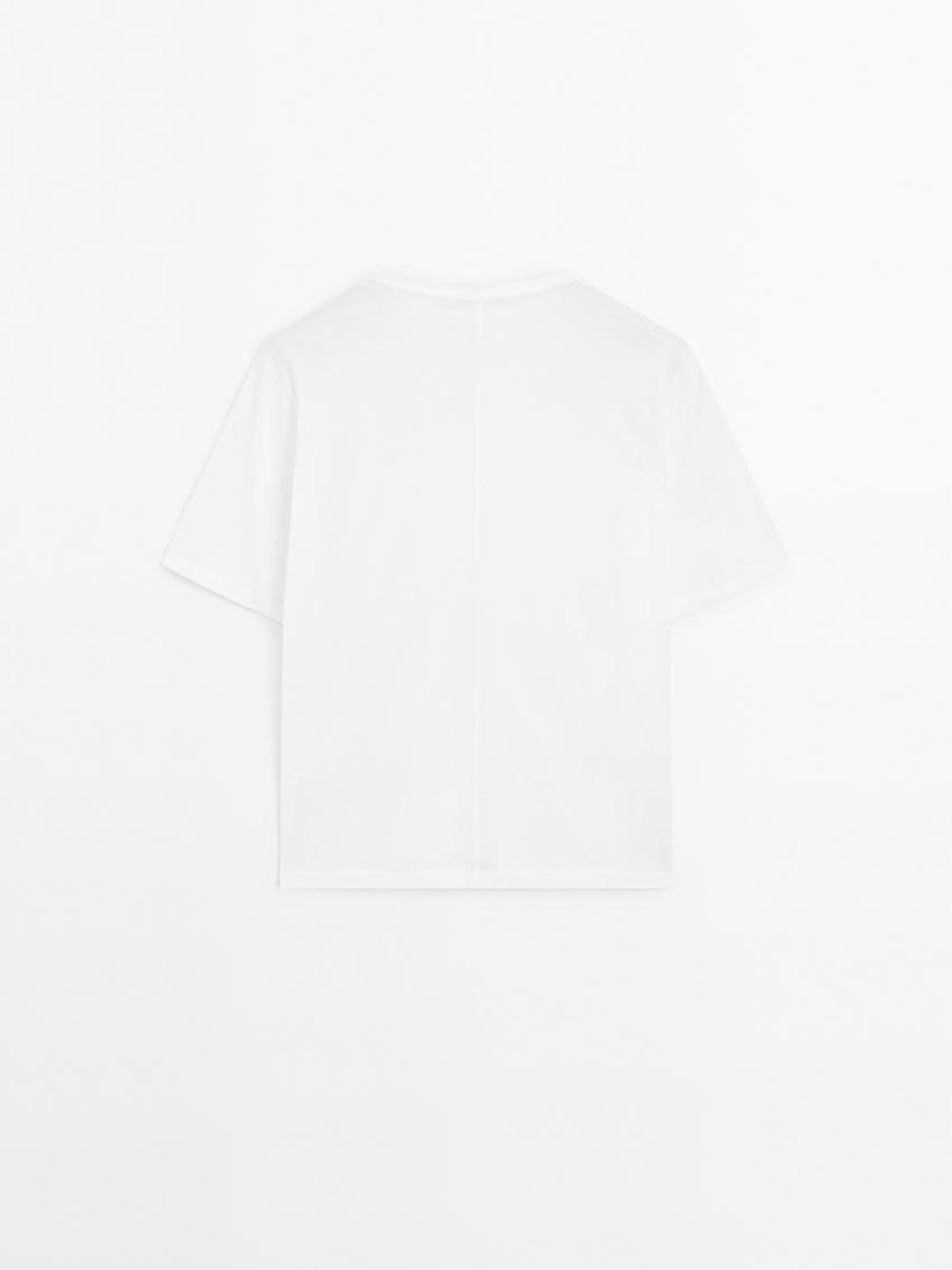 Massimo Dutti Футболка из 100% хлопка с коротким рукавом, натуральный, кремовый