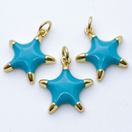 Подвеска Звезда, цвет золото+голубой, размер 18*16 мм, цена за 1 шт