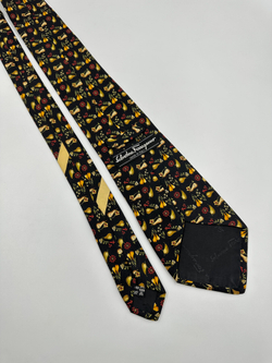 Галстук чёрный с грушами Salvatore Ferragamo