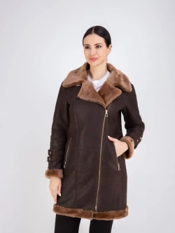 Дубленка натуральная авиатор длинная Турция