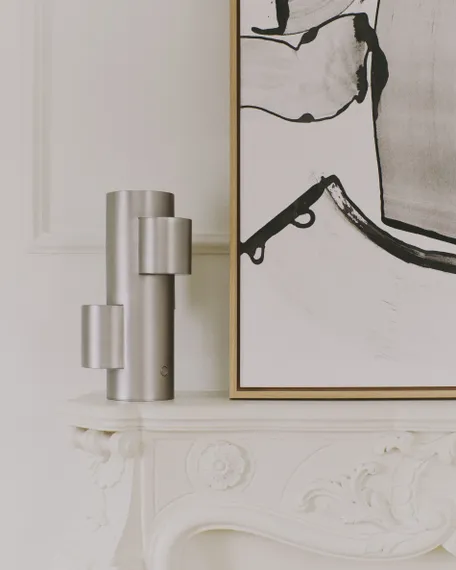 Переносная настольная лампа Adrina из светло-серого металла