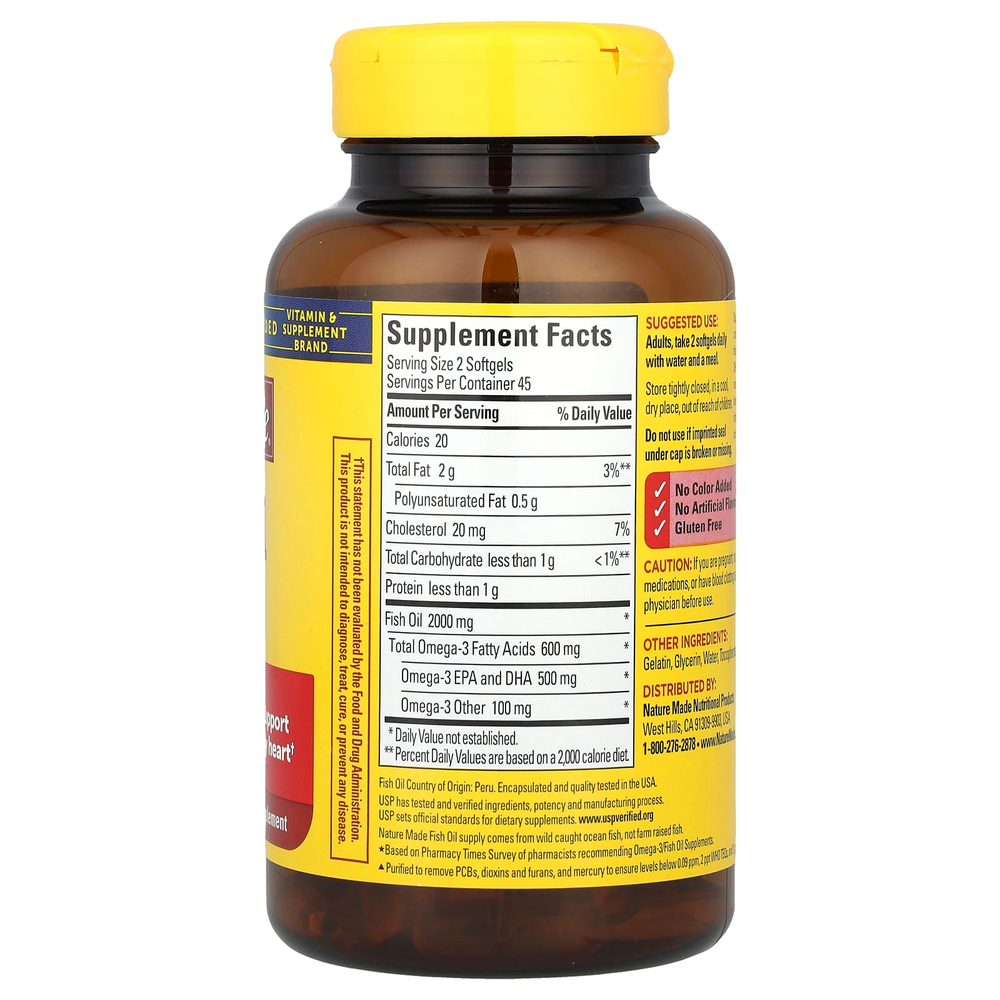 Nature Made, рыбий жир, 1000 мг, 90 капсул