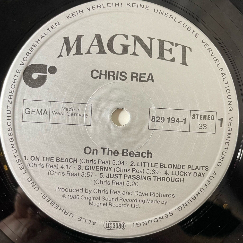 Винтажная виниловая пластинка LP Chris Rea On The Beach (Germany 1986) Lucky Day