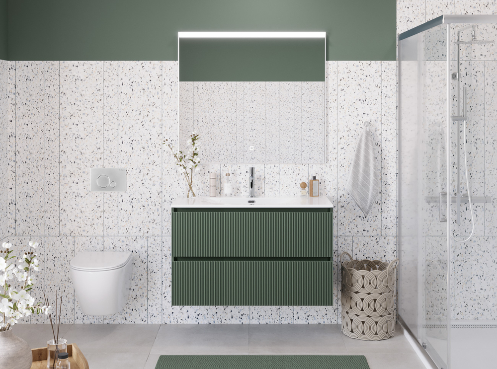 Тумба с раковиной подвесная BelBagno UNO-MINI-1000-2C-SO-VO Еловый матовый, раковина белая BB-8099-3-100