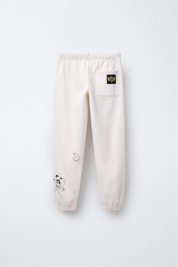 ZARA БРЮКИ-ДЖОГГЕРЫ С ПРИНТОМ BRAWL STAR© И НАДПИСЬЮ ERS FIT, СВЕТЛЫЙ ЭКРЮ