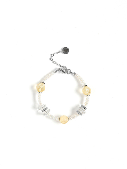 Браслет "Citrine pearl" Silver