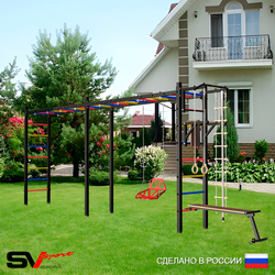 Уличная шведская стенка Sv Sport рукоход х 2 У54200 (Турник/Брусья/Скамья/Со спинкой/Канат/кольца/лестница)