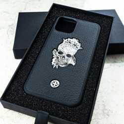 Красивый чехол iPhone Princess Calavera Euphoria HM Premium натуральная кожа ювелирный сплав