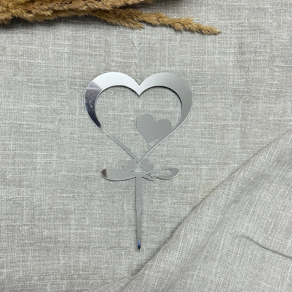 Свеча-топпер «Сердца», в серебряном цвете