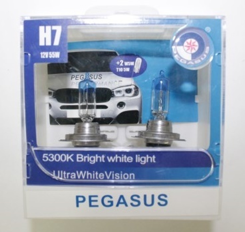 Лампа H7 12V 55W Px26d набор +2T10 HALF SUPER WHITE PEGASUS (Torino Auto)
