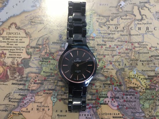 Женские керамические часы из Франции LeVier L 7504 L Bl