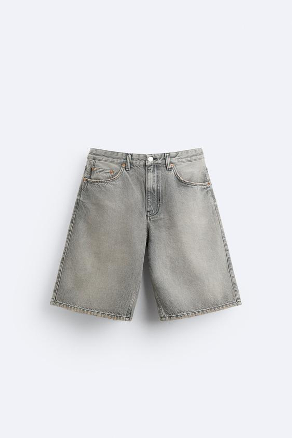 ZARA ДЖИНСОВЫЕ ШОРТЫ BAGGY-FIT, СЕРЫЙ