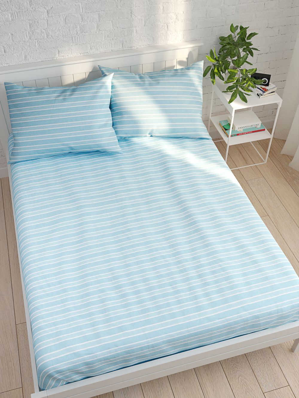 Постельное белье Сказка "Мишки/Лагуна" евро Наволочка 50х70 см 2 шт Простынь на резинке 180х200 см Пододеяльник 200х215 см, перкаль