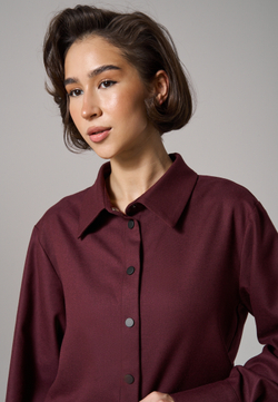 Рубашка-жакет укороченная бордовая