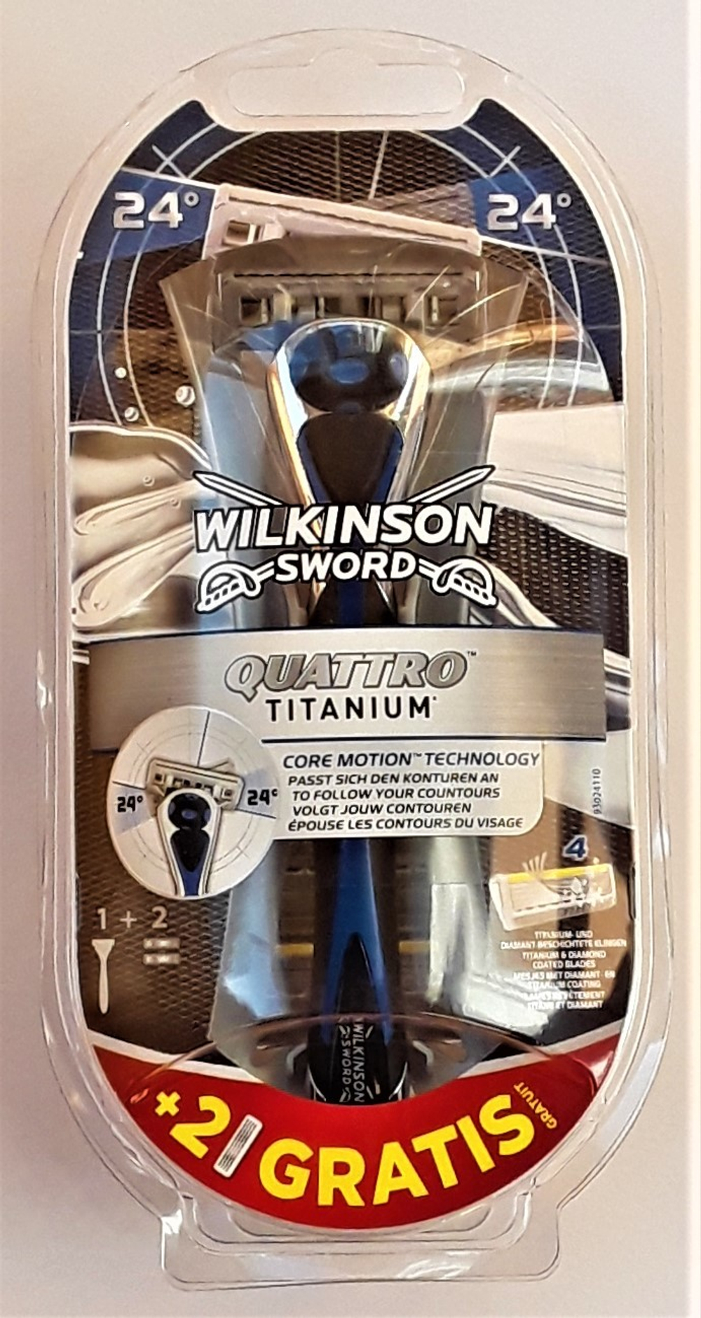 Wilkinson Sword станок Quattro Titanium core motion technology +3 кассеты