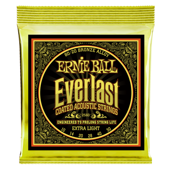 Струны для акустической гитары 10-50 ERNIE BALL 2560 Everlast Coated 80/20 Bronze Extra Light