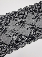 Кружево эластичное черное КС81 (22 см)