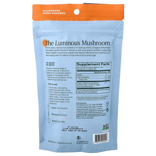 Om Mushrooms, грибной порошок, чага, 100 г (3,5 унции)