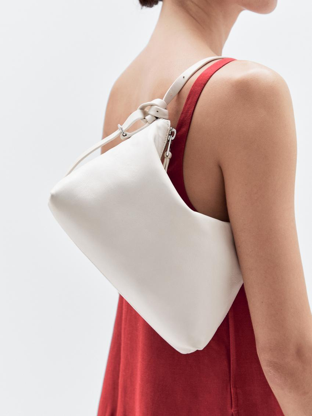 Massimo Dutti Маленькая сумка из кожи наппа, белый