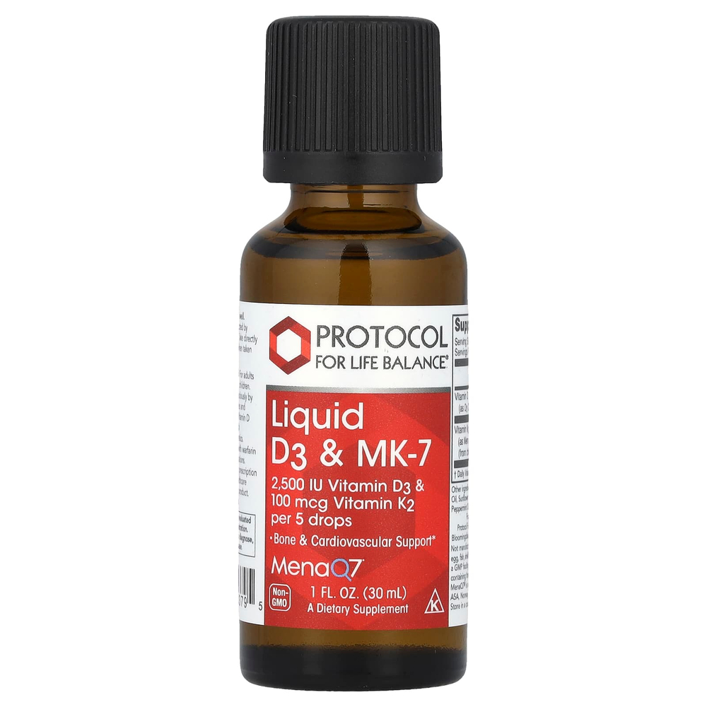 Protocol for Life Balance, Жидкие D3 и MK-7, 30 мл (1 жидк. унц.)