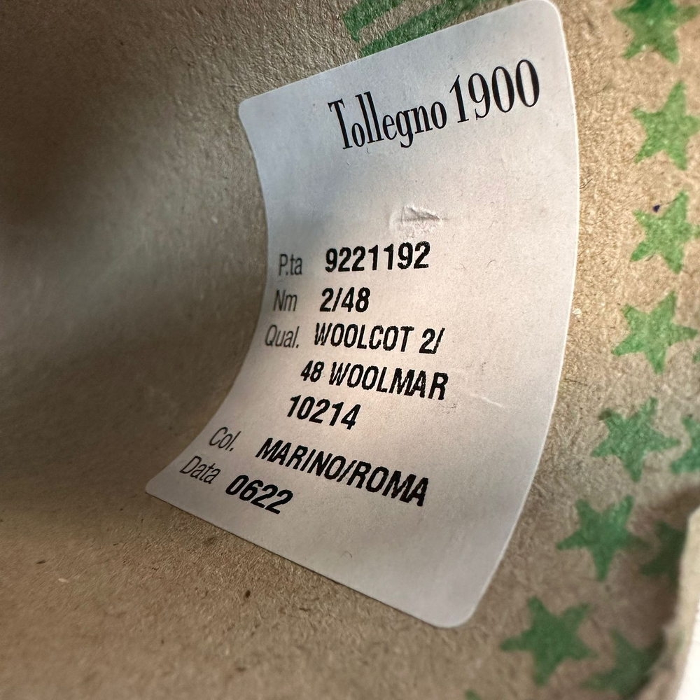 WOOLCOT - Tollegno 1900; 50% хлопок, 50% меринос; 2400м/100гр, 2/48; col.10214 Marino/roma, цвет: темно-синий