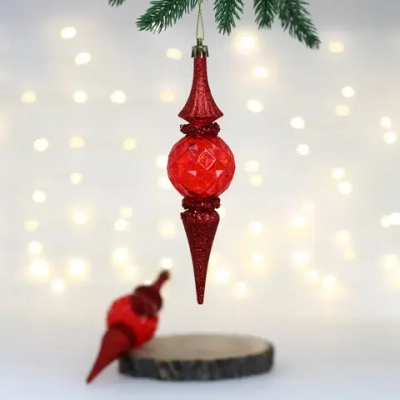 Елочные игрушки «Искры» 5*5*19 см (набор 2 шт), Красный