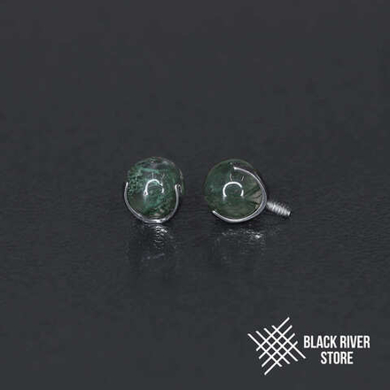 Ball 3-Prongs 4мм Moss Agate