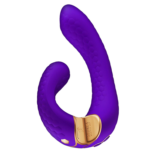 Фиолетовый гибкий вибростимулятор 18,5см с двумя моторами Shunga MIYO SH-MIYO-503