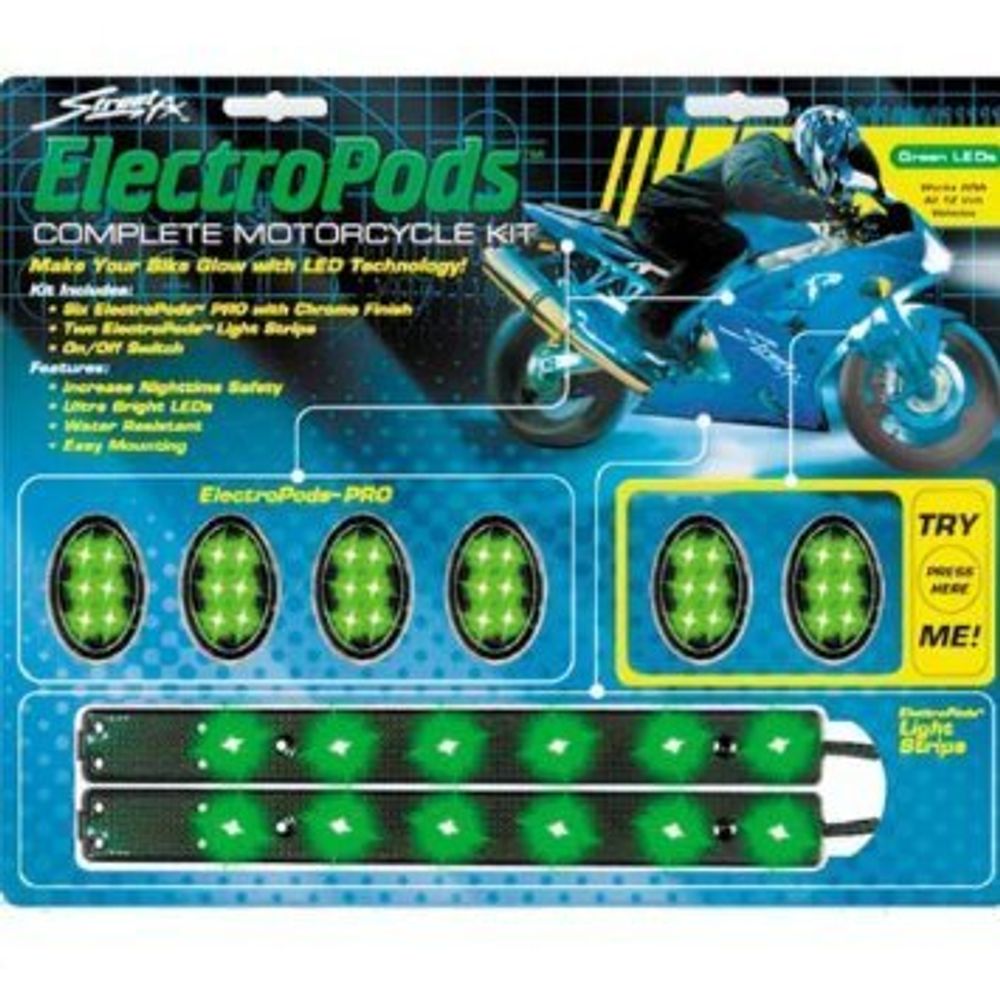 Подсветка ElectroPods L.E.D черно-зелен. полоски