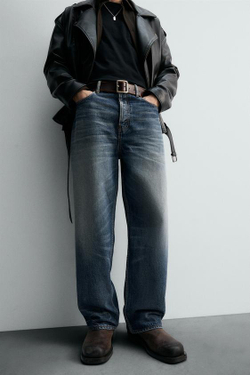 ZARA ДЖИНСЫ RELAXED STRAIGHT FIT - LIMITED EDITION, ВЫЦВЕТШИЙ СИНИЙ