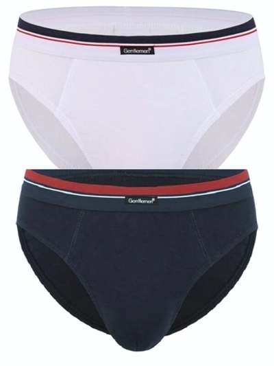 Набор из двух мужских трусов-слипов (Размер: XXL) (Цвет: белый с синим)