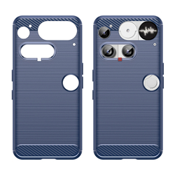 Чехол синего цвета на Nothing Phone 3, мягкий отклик кнопок, серия Carbon (с дизайном под карбон) от Caseport